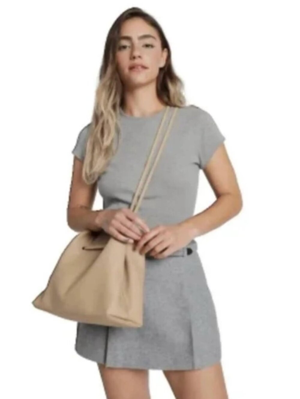 NWT 8 Other Reasons Vegan Leather Slouchy Bucket Crossbody Bag Tan $149.00
